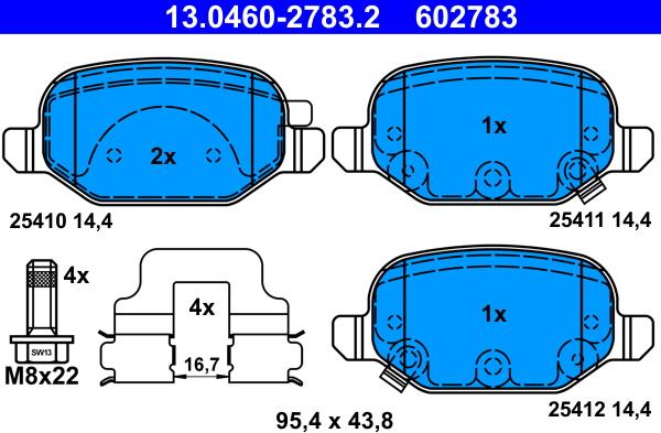 ATE 13.0460-2783.2 - Тормозные колодки, дисковые, комплект parts5.com