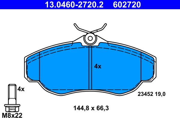 ATE 13.0460-2720.2 - Тормозные колодки, дисковые, комплект parts5.com