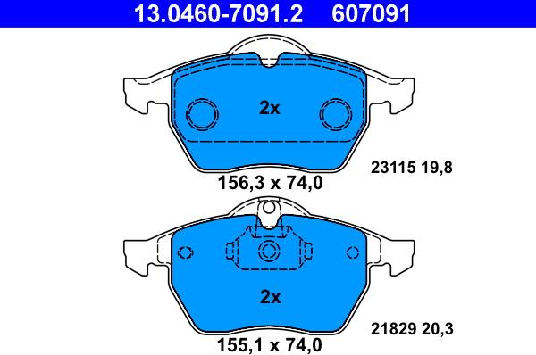 ATE 13.0460-7091.2 - Тормозные колодки, дисковые, комплект parts5.com