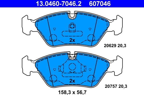 ATE 13.0460-7046.2 - Тормозные колодки, дисковые, комплект parts5.com