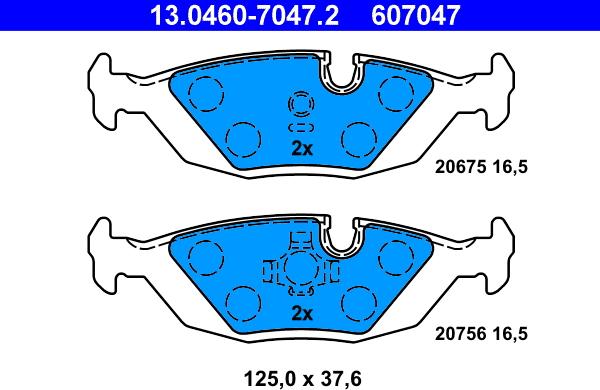 ATE 13.0460-7047.2 - Тормозные колодки, дисковые, комплект parts5.com