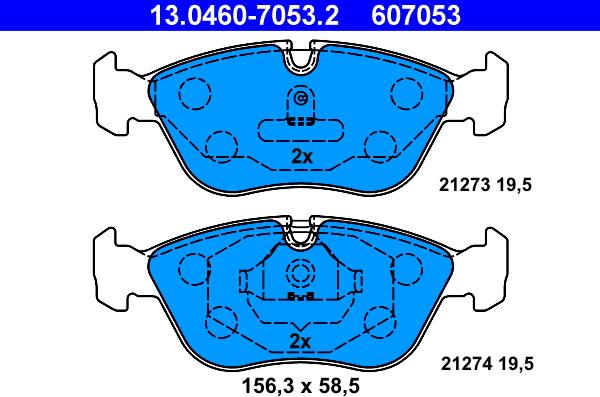 ATE 13.0460-7053.2 - Тормозные колодки, дисковые, комплект parts5.com