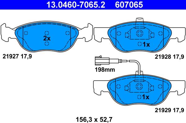 ATE 13.0460-7065.2 - Тормозные колодки, дисковые, комплект parts5.com