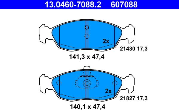 ATE 13.0460-7088.2 - Тормозные колодки, дисковые, комплект parts5.com