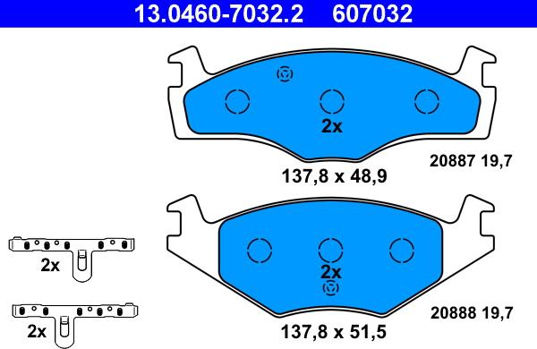 ATE 13.0460-7032.2 - Тормозные колодки, дисковые, комплект parts5.com