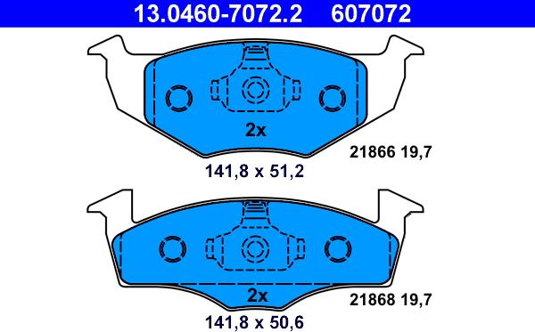 ATE 13.0460-7072.2 - Тормозные колодки, дисковые, комплект parts5.com