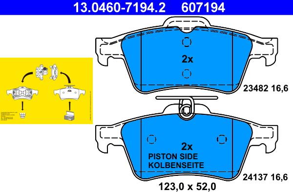 ATE 13.0460-7194.2 - Тормозные колодки, дисковые, комплект parts5.com