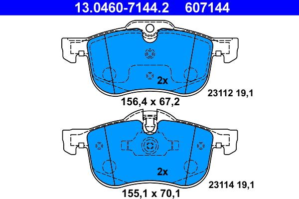 ATE 13.0460-7144.2 - Тормозные колодки, дисковые, комплект parts5.com