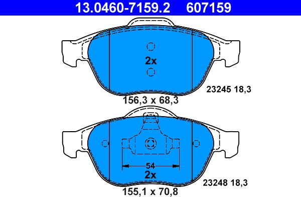 ATE 13.0460-7159.2 - Тормозные колодки, дисковые, комплект parts5.com