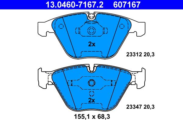 ATE 13.0460-7167.2 - Juego de pastillas de freno parts5.com