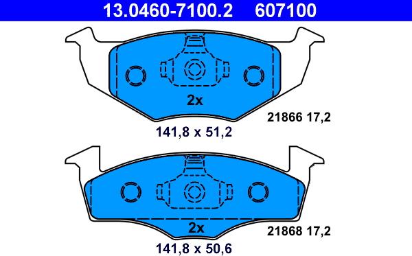 ATE 13.0460-7100.2 - Тормозные колодки, дисковые, комплект parts5.com