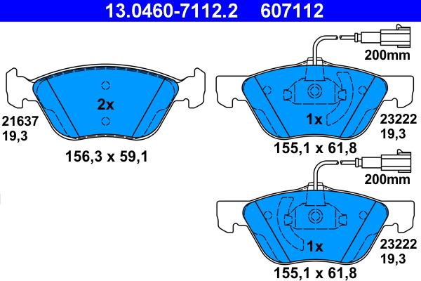 ATE 13.0460-7112.2 - Тормозные колодки, дисковые, комплект parts5.com