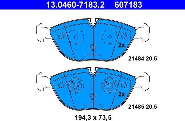 ATE 13.0460-7183.2 - Тормозные колодки, дисковые, комплект parts5.com