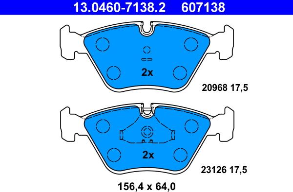 ATE 13.0460-7138.2 - Тормозные колодки, дисковые, комплект parts5.com