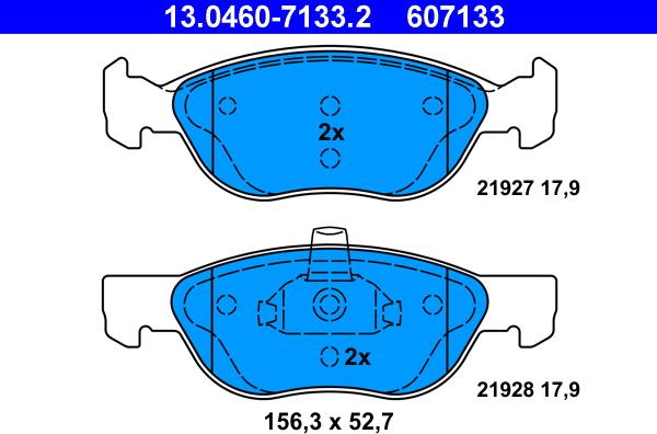 ATE 13.0460-7133.2 - Тормозные колодки, дисковые, комплект parts5.com