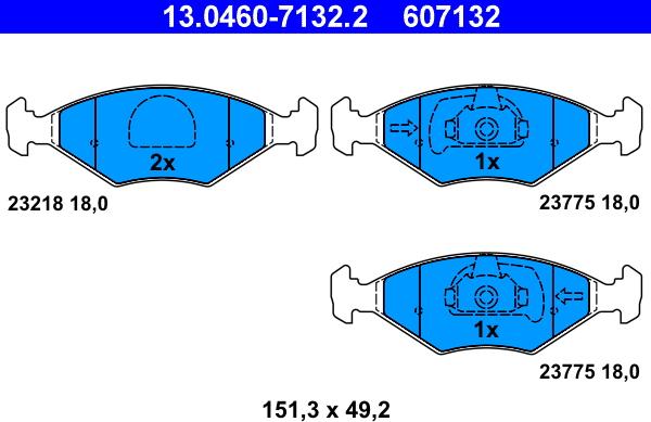 ATE 13.0460-7132.2 - Тормозные колодки, дисковые, комплект parts5.com