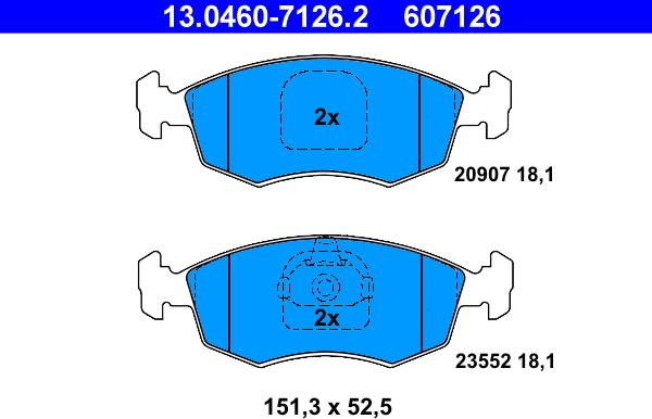 ATE 13.0460-7126.2 - Тормозные колодки, дисковые, комплект parts5.com