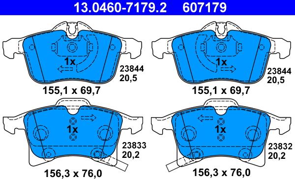 ATE 13.0460-7179.2 - Тормозные колодки, дисковые, комплект parts5.com