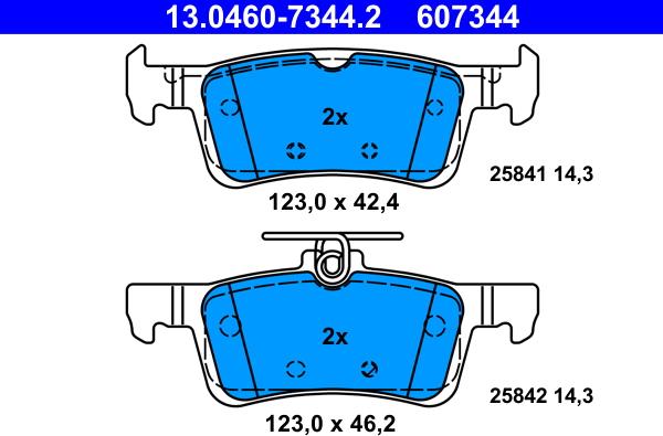 ATE 13.0460-7344.2 - Тормозные колодки, дисковые, комплект parts5.com