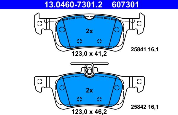 ATE 13.0460-7301.2 - Тормозные колодки, дисковые, комплект parts5.com