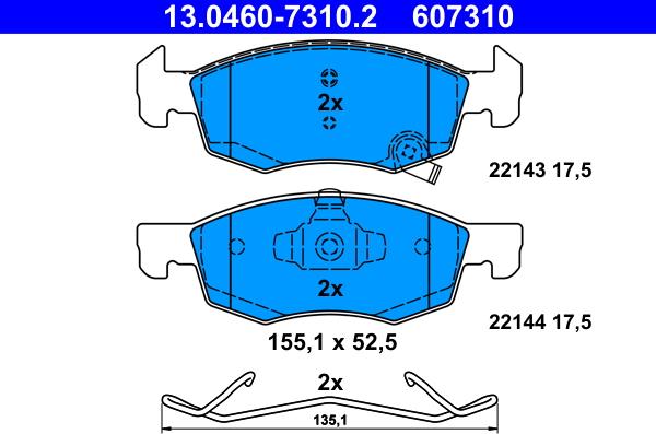 ATE 13.0460-7310.2 - Тормозные колодки, дисковые, комплект parts5.com