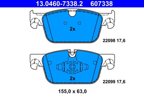 ATE 13.0460-7338.2 - Тормозные колодки, дисковые, комплект parts5.com