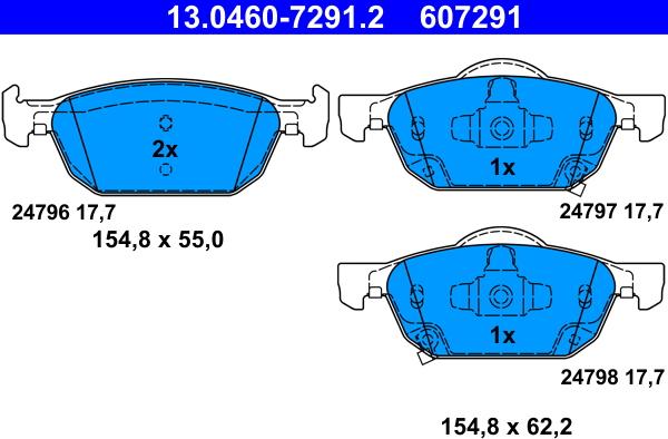 ATE 13.0460-7291.2 - Тормозные колодки, дисковые, комплект parts5.com