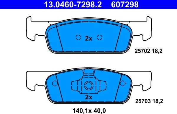 ATE 13.0460-7298.2 - Тормозные колодки, дисковые, комплект parts5.com