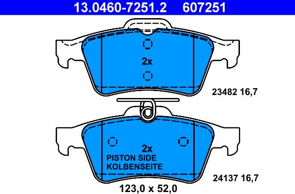 ATE 13.0460-7251.2 - Тормозные колодки, дисковые, комплект parts5.com