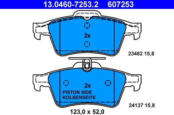 ATE 13.0460-7253.2 - Тормозные колодки, дисковые, комплект parts5.com