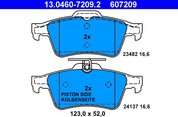 ATE 13.0460-7209.2 - Тормозные колодки, дисковые, комплект parts5.com