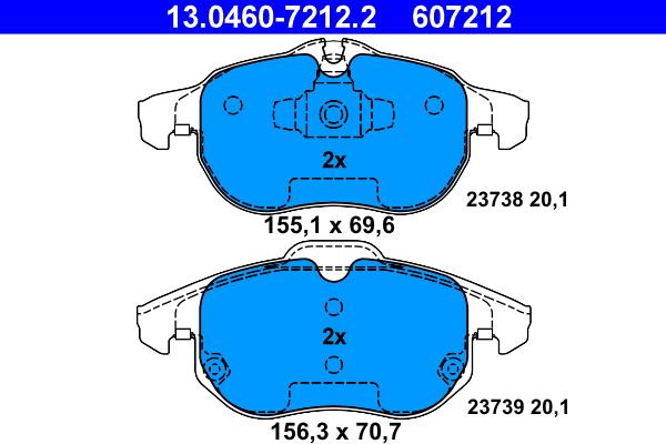 ATE 13.0460-7212.2 - Тормозные колодки, дисковые, комплект parts5.com