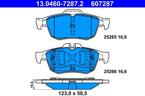 ATE 13.0460-7287.2 - Тормозные колодки, дисковые, комплект parts5.com