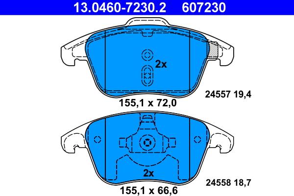 ATE 13.0460-7230.2 - Тормозные колодки, дисковые, комплект parts5.com