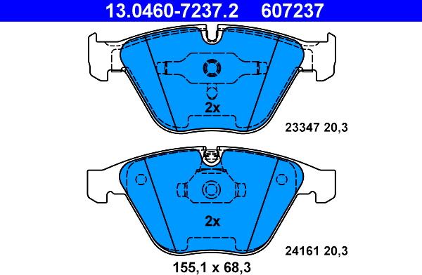 ATE 13.0460-7237.2 - Тормозные колодки, дисковые, комплект parts5.com