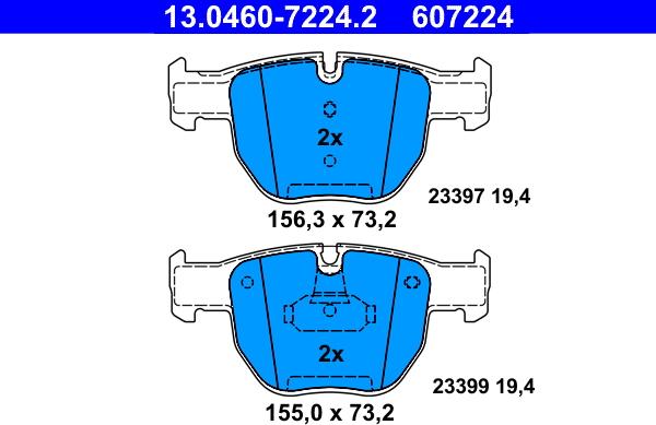 ATE 13.0460-7224.2 - Тормозные колодки, дисковые, комплект parts5.com