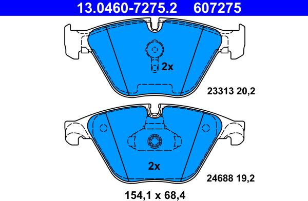 ATE 13.0460-7275.2 - Тормозные колодки, дисковые, комплект parts5.com