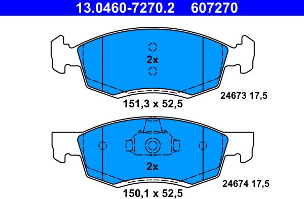 ATE 13.0460-7270.2 - Тормозные колодки, дисковые, комплект parts5.com