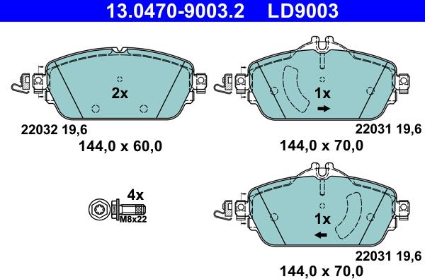 ATE 13.0470-9003.2 - Тормозные колодки, дисковые, комплект parts5.com