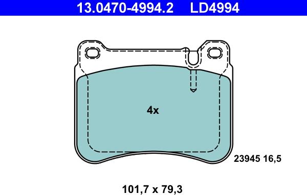 ATE 13.0470-4994.2 - Тормозные колодки, дисковые, комплект parts5.com