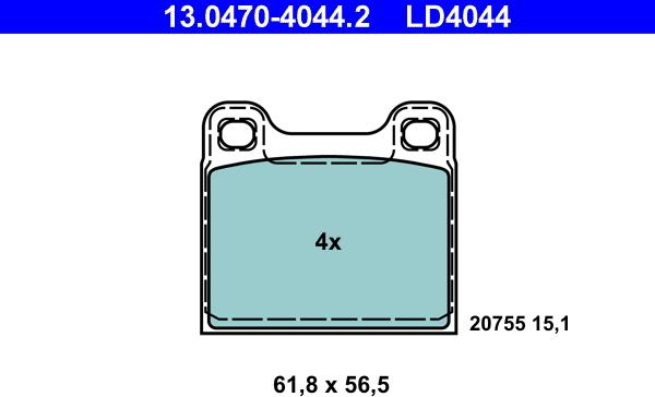 ATE 13.0470-4044.2 - Тормозные колодки, дисковые, комплект parts5.com