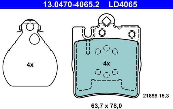 ATE 13.0470-4065.2 - Тормозные колодки, дисковые, комплект parts5.com