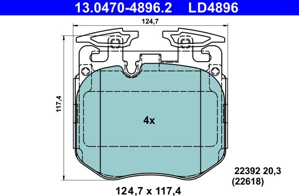 ATE 13.0470-4896.2 - Тормозные колодки, дисковые, комплект parts5.com