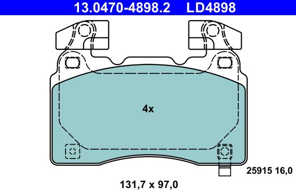 ATE 13.0470-4898.2 - Тормозные колодки, дисковые, комплект parts5.com