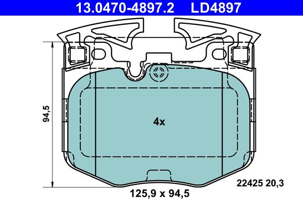 ATE 13.0470-4897.2 - Тормозные колодки, дисковые, комплект parts5.com