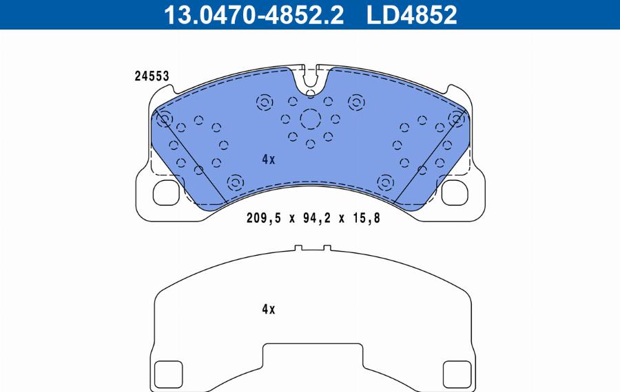 ATE 13.0470-4852.2 - Тормозные колодки, дисковые, комплект parts5.com