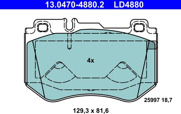 ATE 13.0470-4880.2 - Тормозные колодки, дисковые, комплект parts5.com