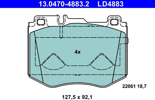 ATE 13.0470-4883.2 - Тормозные колодки, дисковые, комплект parts5.com