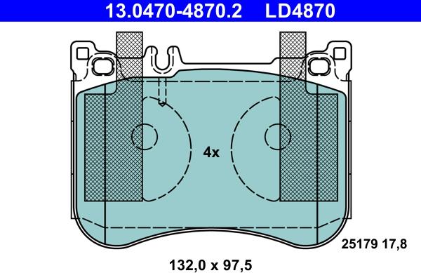 ATE 13.0470-4870.2 - Тормозные колодки, дисковые, комплект parts5.com