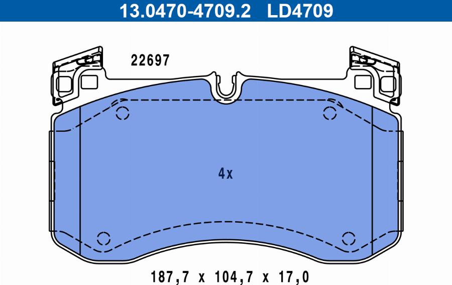 ATE 13.0470-4709.2 - Тормозные колодки, дисковые, комплект parts5.com